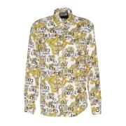 Wit Logo Print Shirt Knoopsluiting Versace Jeans Couture , White , Her...