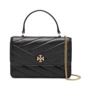 Chevron Mini Top Handle Chain Wallet Tory Burch , Black , Dames