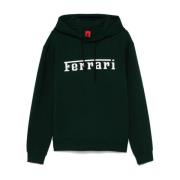 Groene Hoodie met Logo Ferrari , Green , Heren