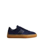 Blauwe Suède Sneakers met Leren Applicaties Tod's , Blue , Heren