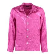 Viscose Shirt met Ton-sur-Ton Print Tom Ford , Pink , Heren