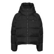 Zwarte Gewatteerde Hoodie met Rits Tommy Hilfiger , Black , Dames