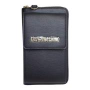 Zwarte portemonnee met telefoonvak Love Moschino , Black , Dames