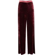 Fluweel Hoge Taille Straight-Cut Broek Etro , Red , Dames