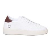 Bruine leren sneakers met logodetail D.a.t.e. , White , Heren