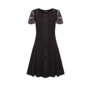 Zwarte Kanten Korte Mouw Jurk Twinset , Black , Dames