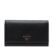 Pre-owned Leather wallets Prada Vintage , Black , Dames