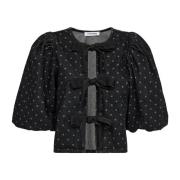 Zwarte stippen strik blouse jas Co'Couture , Black , Dames