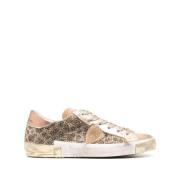 Bruine Sneakers met Gouden Dierenmotief Philippe Model , Brown , Dames