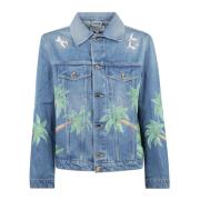 Stijlvolle denimjack met print en borduursel Casablanca , Blue , Heren