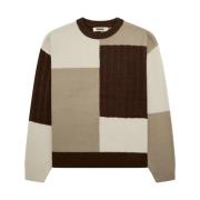 Patch Knit Sweatshirt Woodbird , Brown , Heren