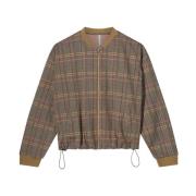 Check Jacquard Oversized Bomber Jack Summum Woman , Brown , Dames