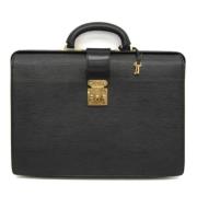 Pre-owned Leather briefcases Louis Vuitton Vintage , Black , Heren