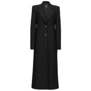 Lange wollen jas met schoudervullingen Pinko , Black , Dames