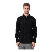 Zwarte longsleeve shirt met flockprint Armani Exchange , Black , Heren