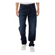 Blauwe Denim Jeans met Donkere Wassing Armani Exchange , Blue , Heren