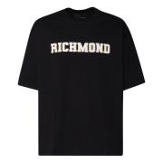 Zwarte katoenen T-shirt met logo John Richmond , Black , Heren