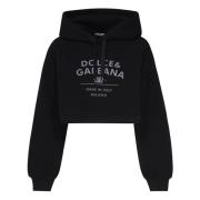 Zwarte Katoenen Hoodie met Logo Dolce & Gabbana , Black , Dames