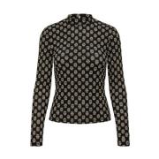 High Neck Longsleeve Top Only , Black , Dames