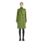 Groene dubbelrijige wollen jas Max Mara Weekend , Green , Dames