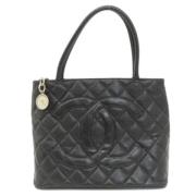 Pre-owned Leather totes Chanel Vintage , Black , Dames