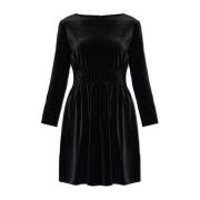 Fluwelen jurk met lange mouwen Emporio Armani , Black , Dames