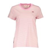 Korte Mouw Ronde Hals Logo T-Shirt Levi's , Pink , Dames