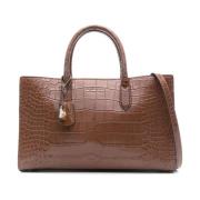 Bruine Krokodillenleer Handtas Michael Kors , Brown , Dames