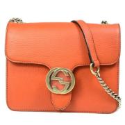 Pre-owned Leather gucci-bags Gucci Vintage , Orange , Dames