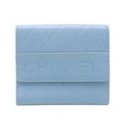 Pre-owned Leather wallets Chanel Vintage , Blue , Dames