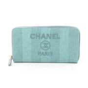 Pre-owned Leather wallets Chanel Vintage , Blue , Dames