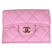 Pre-owned Leather wallets Chanel Vintage , Pink , Dames