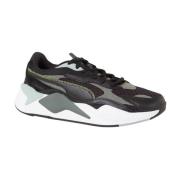 RSx3 Zwarte Veterschoenen Met Platte Zool Puma , Black , Heren