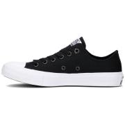 Zwarte Canvas Sneakers Platte Rubberen Zool Converse , Black , Heren