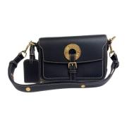 Zwarte schoudertas met gouden logoplaat Love Moschino , Black , Dames