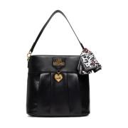 Stijlvolle Logo Schoudertas Moschino , Black , Dames