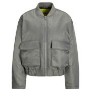 Gewatteerde Bomberjack Grijs Flanel Jack & Jones , Gray , Dames