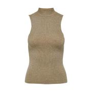 Glitter Highneck Gebreid in Goud Only , Brown , Dames