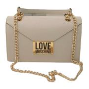 Eco-leren Schoudertas met Logoplaat Love Moschino , Beige , Dames