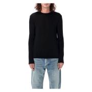 Zwart Wol Jersey T-Shirt Slim Fit Saint Laurent , Black , Heren