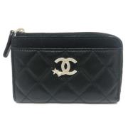 Pre-owned Leather wallets Chanel Vintage , Black , Dames