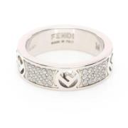 Pre-owned Stainless Steel rings Fendi Vintage , Gray , Dames