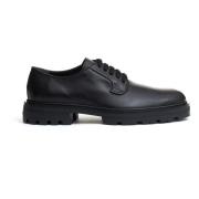 Zwarte Leren Veterschoenen Hogan , Black , Heren