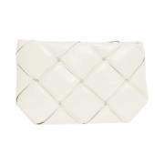 Witte Intrecciato Clutch Tas Bottega Veneta , White , Dames