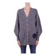 Blauwe Cardigan Sweaters met Front Logo Elisabetta Franchi , Blue , Da...