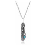 Mens Necklace with Silver Feather Nialaya , Gray , Heren