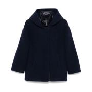 Navy Blue Wollen Jas met Capuchon Cinzia Rocca , Blue , Dames