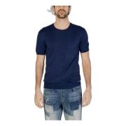 Blauwe korte mouw gebreide top Gianni Lupo , Blue , Heren