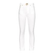 Witte Love Birds High Waist Jeans Pinko , White , Dames