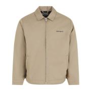 Zwarte Leren Script Jas Carhartt Wip , Beige , Heren